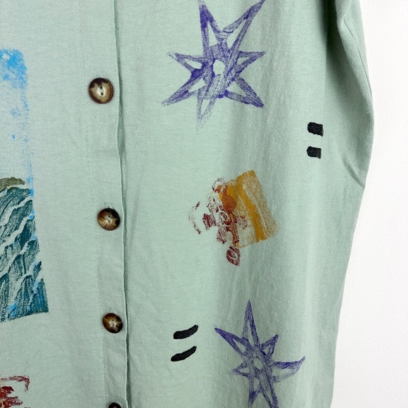Vintage Sage Green Painted Stamped Tunic - Picture 4 of 9